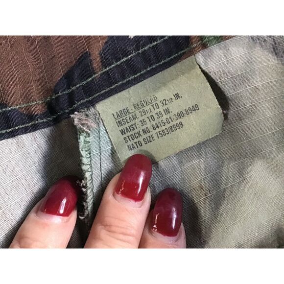 GI Camo Pants Size 35-39 Adjustable Drawstring Cuffs 6 Pockets Button - Picture 9 of 9